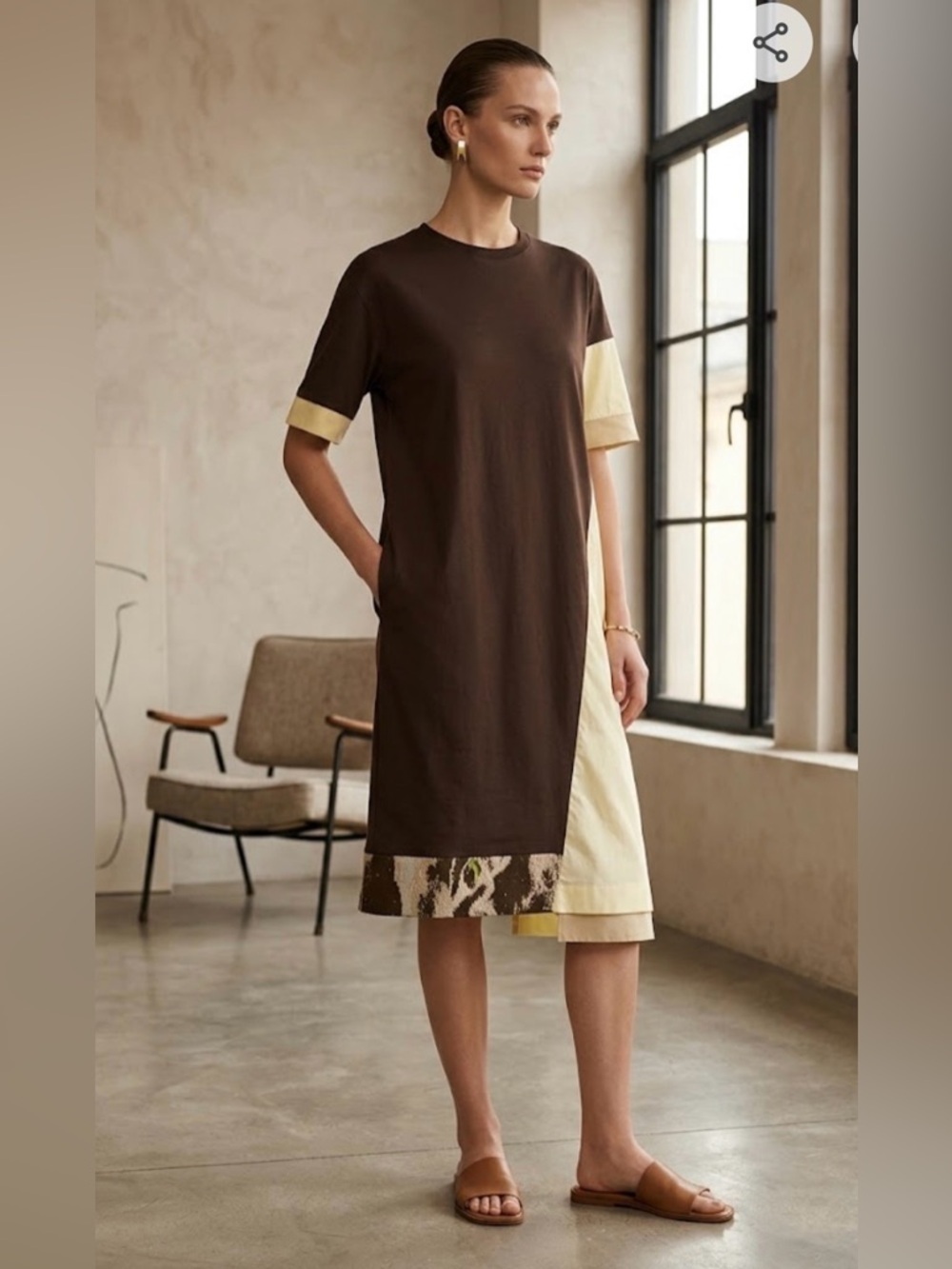 Lamberto Losani Mixed Media Colorblock Architectural Silhouette Dress  Size S